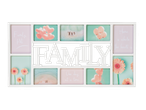 Multi-photo frame with family theme: photos, balloons, and flowers.