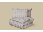 LIVARNO home microfibre sateen duvet cover set with two pillows and a folded duvet.