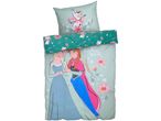 Frozen duvet cover set with Elsa, Anna, and Olaf surrounded by flowers.