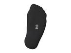 Black sock with '43-46' size marking on the sole, isolated on a white background.