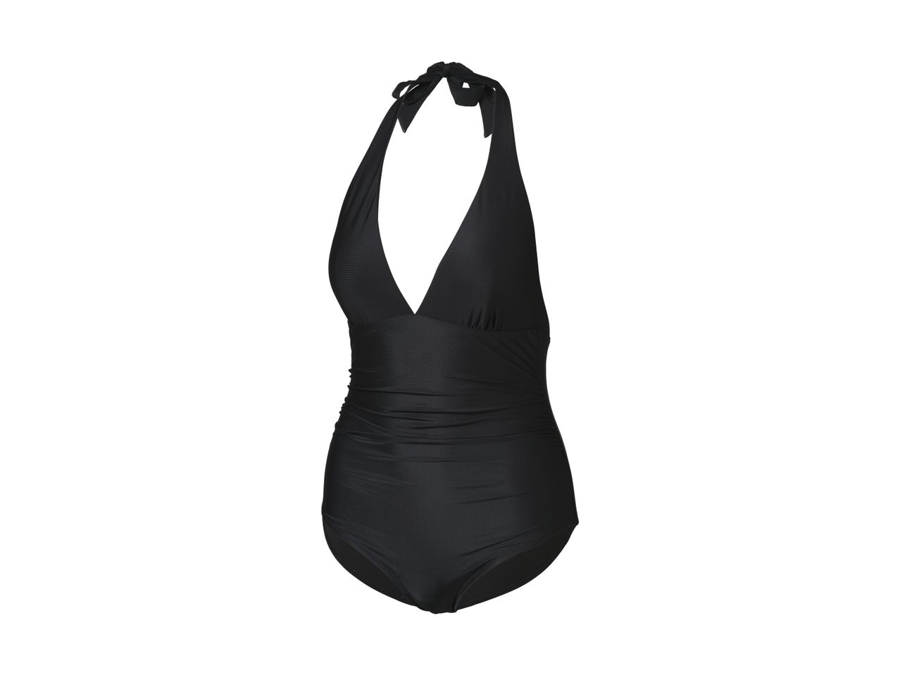 Sort badedragt med halterneck og rynket front