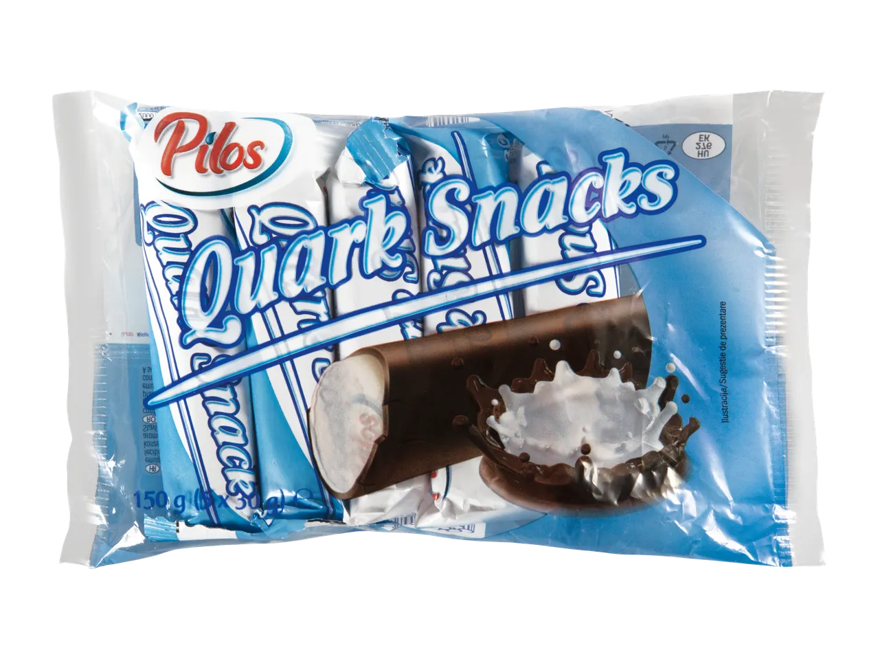 Ambalaj de Quark Snacks Pilos, gust ciocolată.
