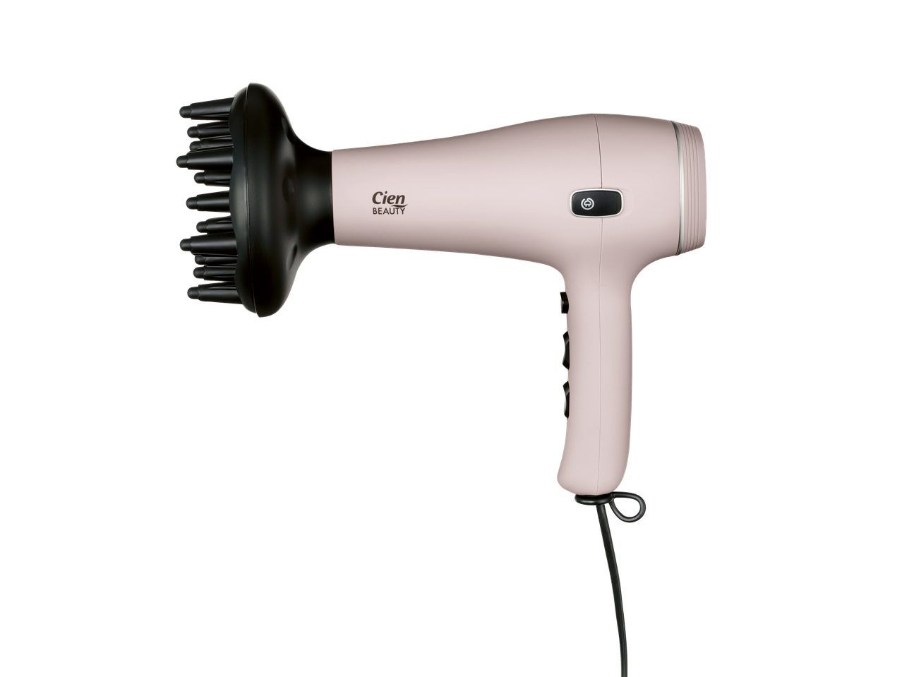 Secador de cabelo iónico Cien BEAUTY em rosa claro com difusor preto