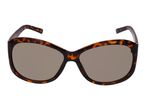 Tortoiseshell sunglasses with dark lenses.