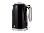 Black electric kettle with a silver handle and base