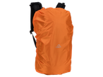 Husă de ploaie portocalie pentru rucsac cu logo reflectorizant.