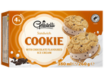 4 biscoitos Gelatelli com sorvete de chocolate.