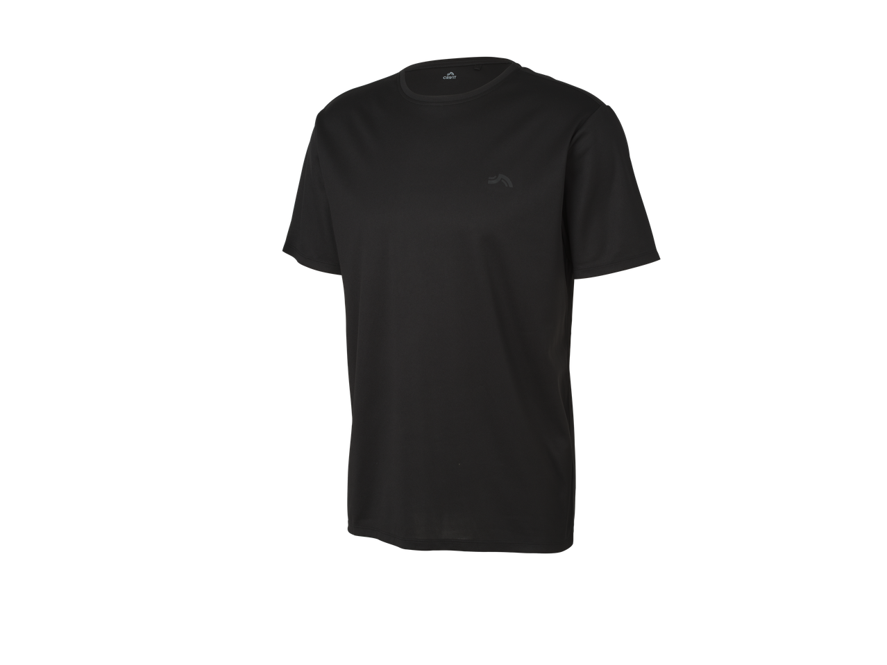 T-shirt desportiva preta CRIVIT para homem com logótipo discreto no peito.