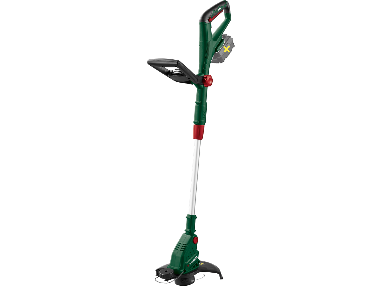 Parkside akutoitega murutrimmer rohelises ja mustas värvitoonis.