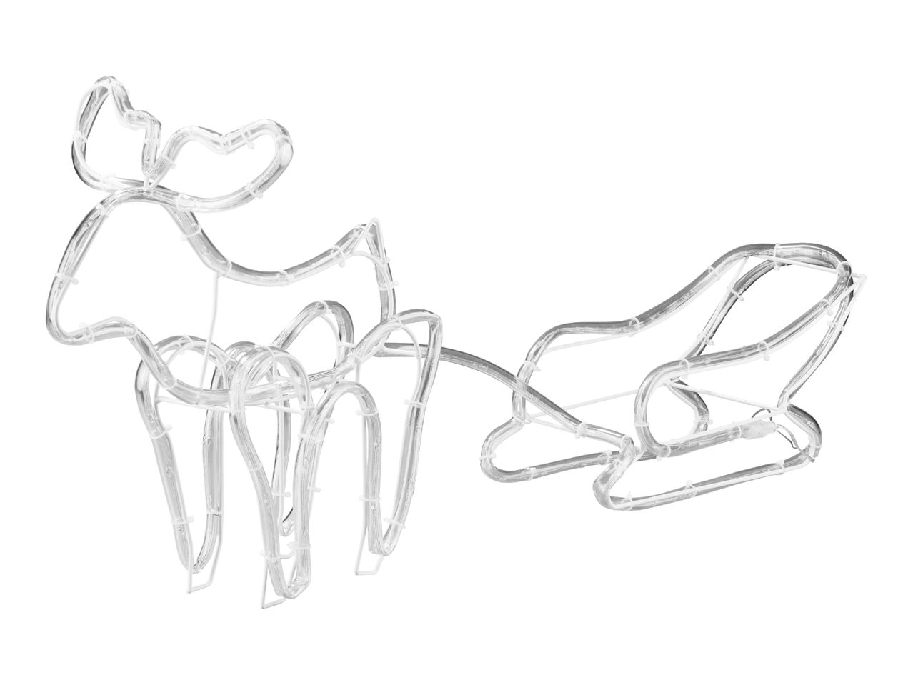 Clear reindeer and sleigh Christmas rope light decoration