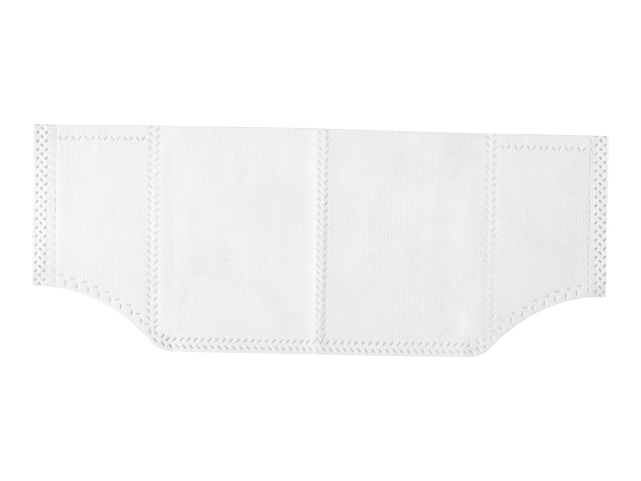 White non-woven fabric with stitched patterns, possibly for a face mask or similar product.