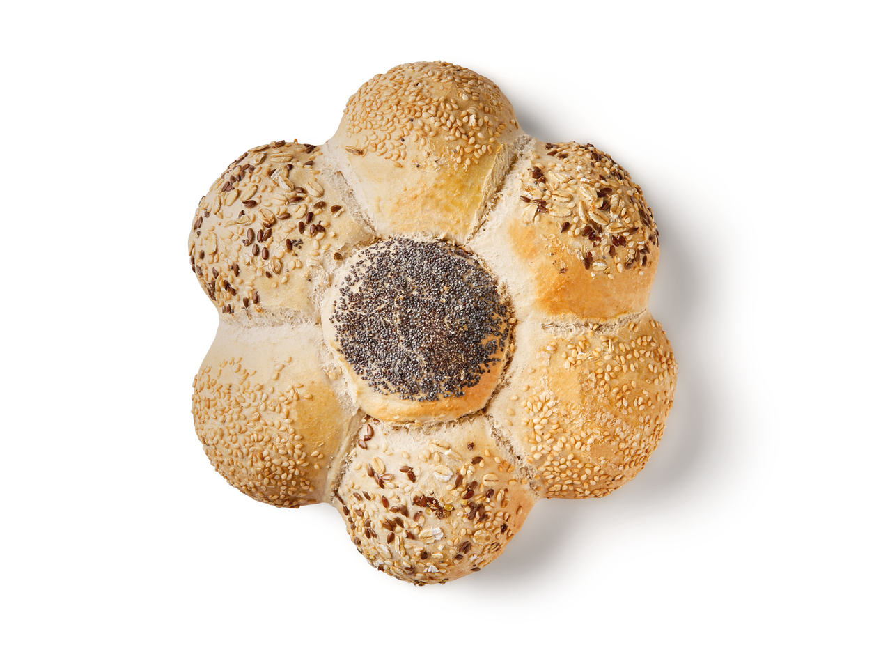 Brot mit Sesam, Leinsamen und Mohn.