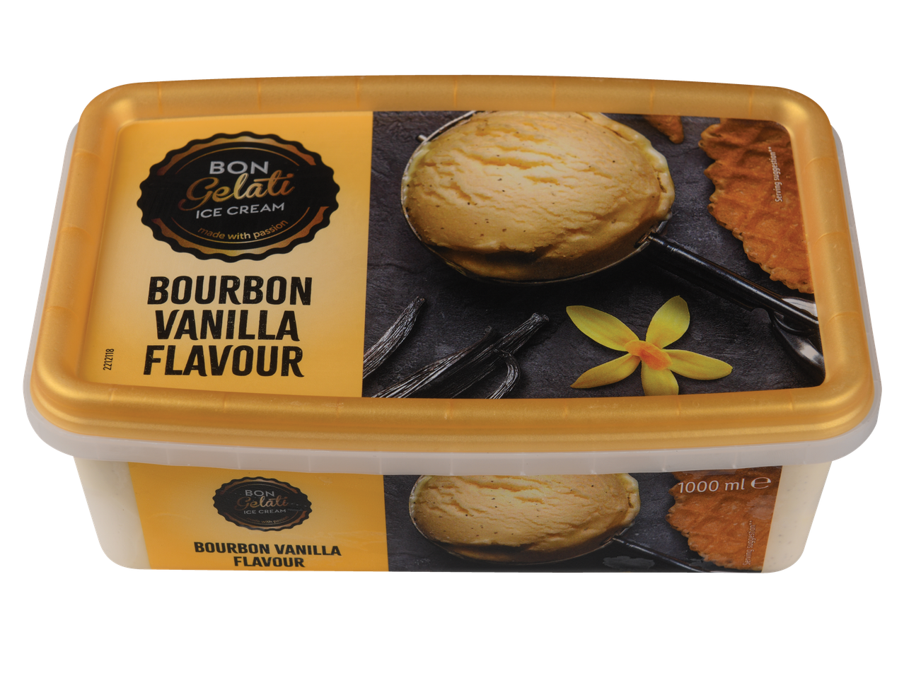 Gelado Bon Gelati sabor baunilha bourbon.
