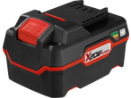 Black and red power tool battery with charge indicator and 'X20V TEAM' logo.