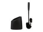A black toilet brush and holder set.