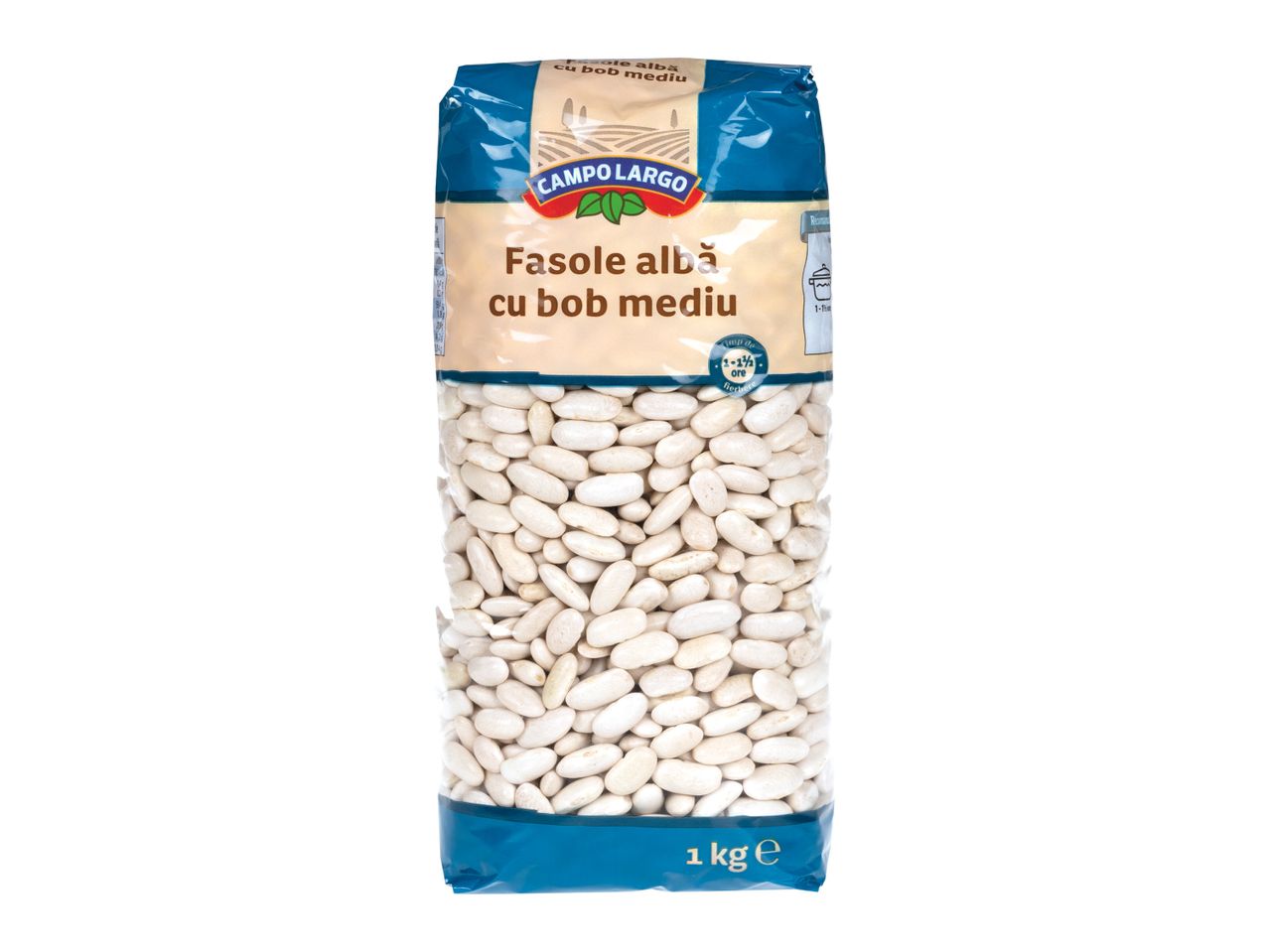 Punga de fasole albă Campo Largo cu bob mediu de 1 kg.