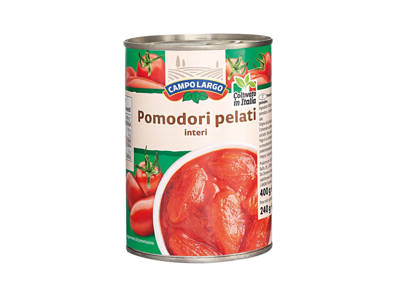 A can of Pomodori pelati tomatoes.