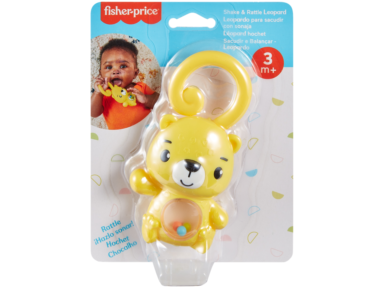 Fisher-Price Shake & Rattle Leopard toy for 3m+ babies.