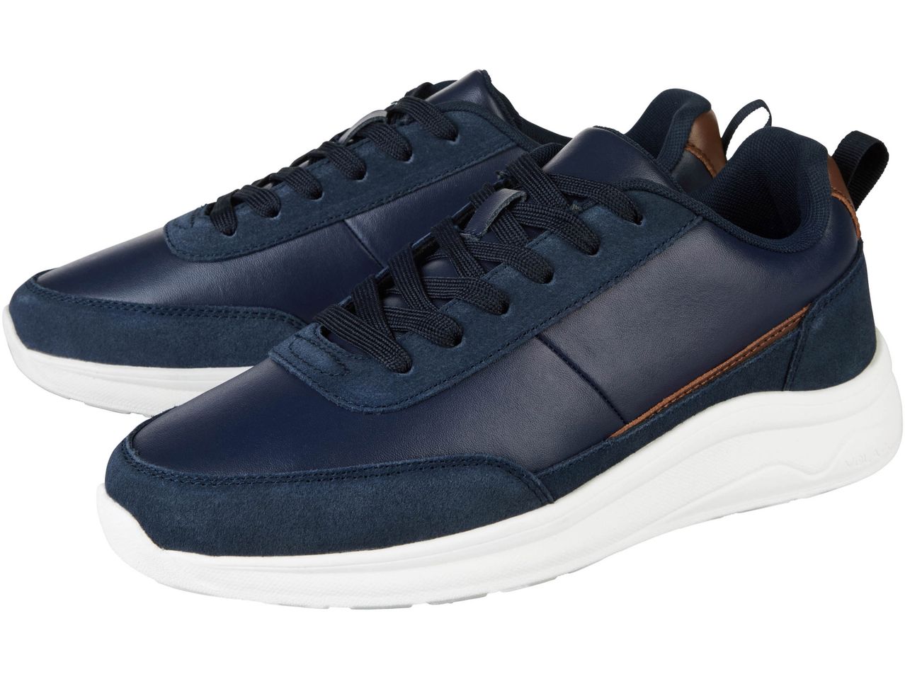 Scarpe da ginnastica blu scuro con lacci e suola bianca