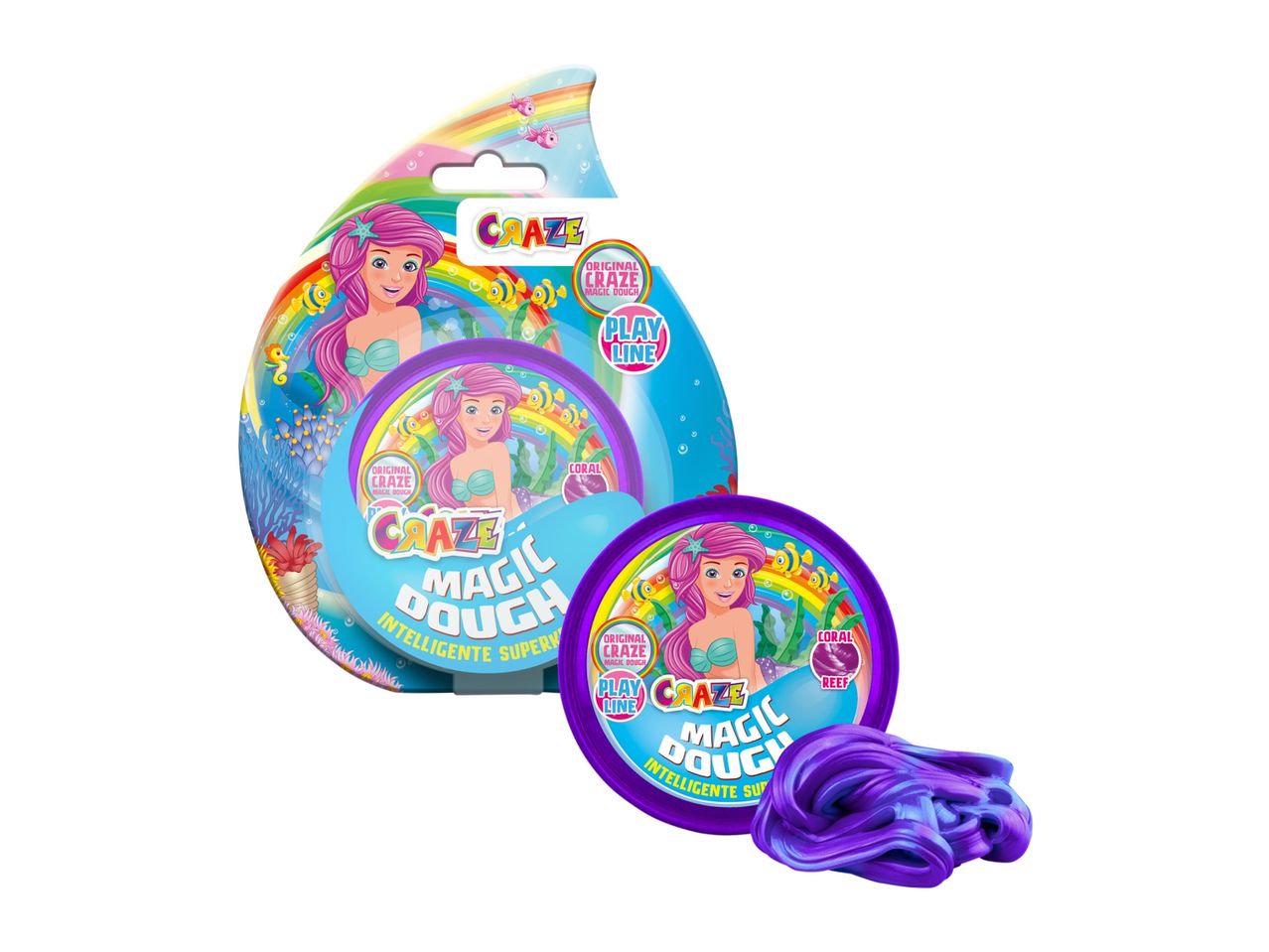 CanDo Mermaid Magic scented putty in a purple rainbow themed container.