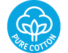 Pure Cotton seal with a cotton plant icon.