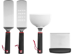GRILLMEISTER 4-delni set pripomočkov za žar: dve lopatki, obračalka in strgalo.