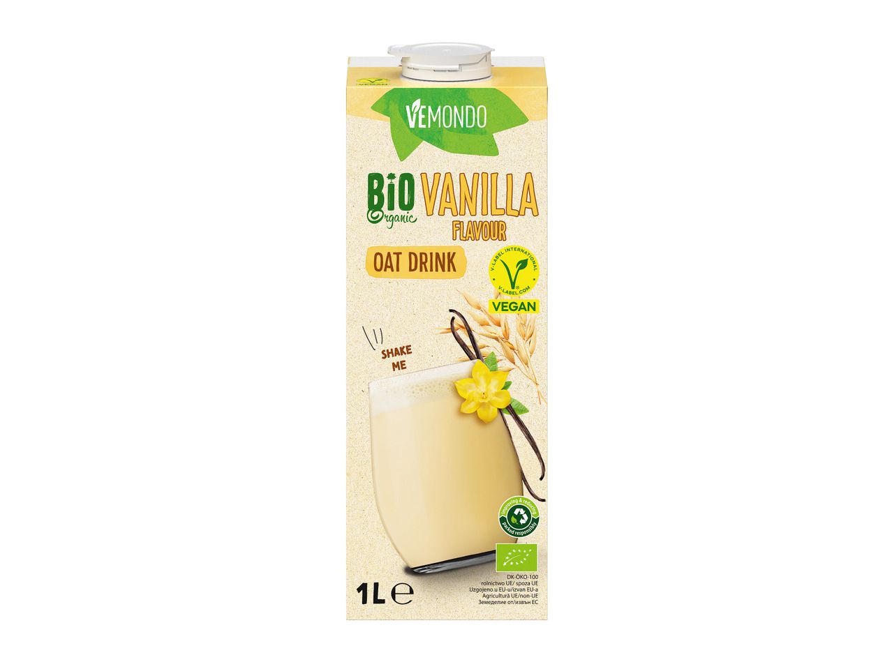 Băutură de ovăz cu aromă de vanilie bio Vemondo, 1l, vegan.