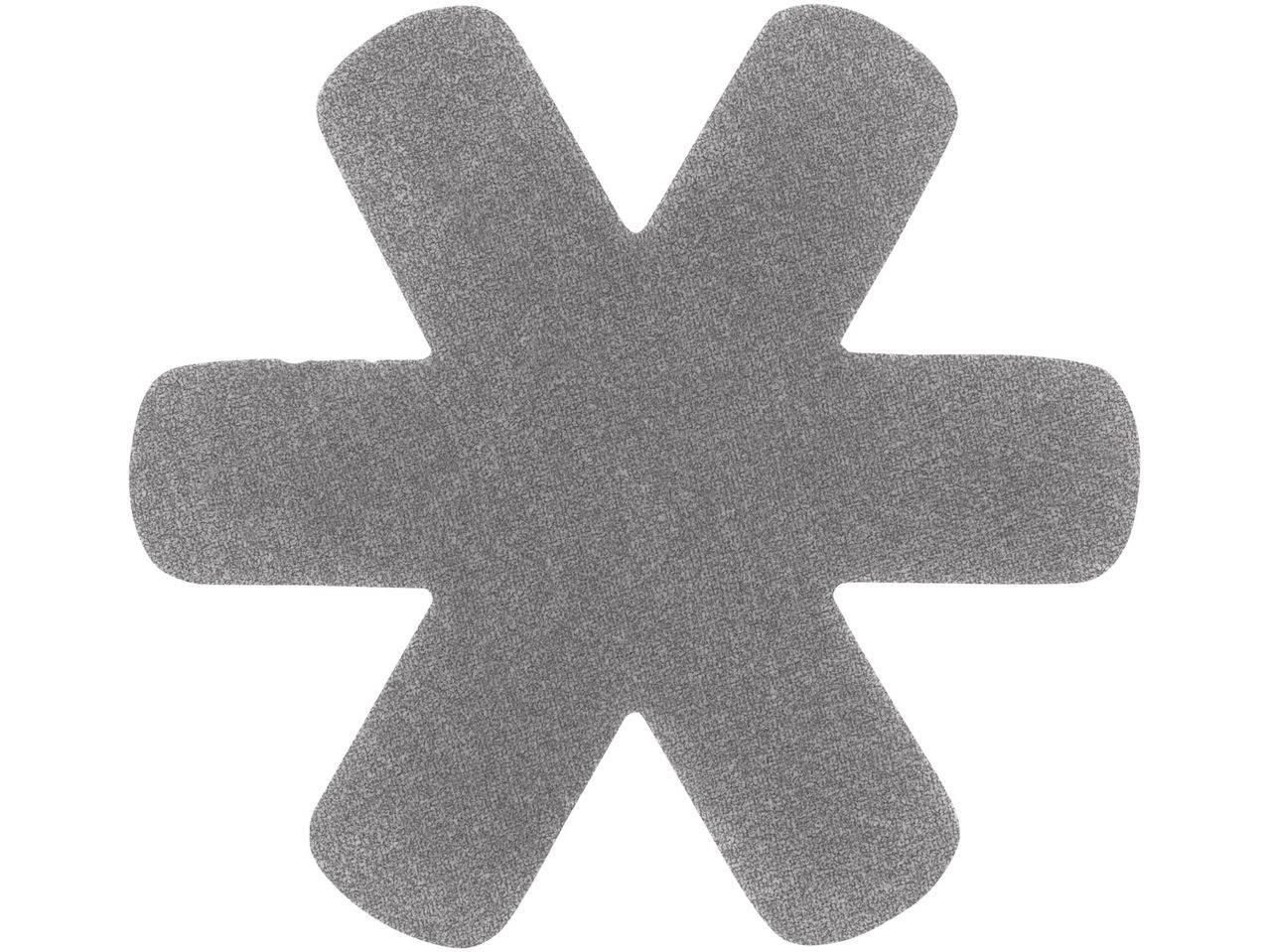 A gray asterisk-shaped Pan Protector with a textured surface.