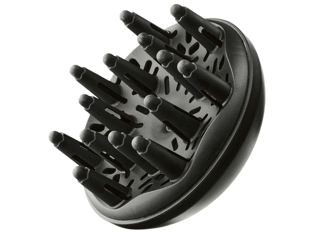 Черен дифузер за сешоар с дълги зъбци за обем и къдрици