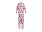 Pink unicorn-patterned long-sleeved pajama set for children.