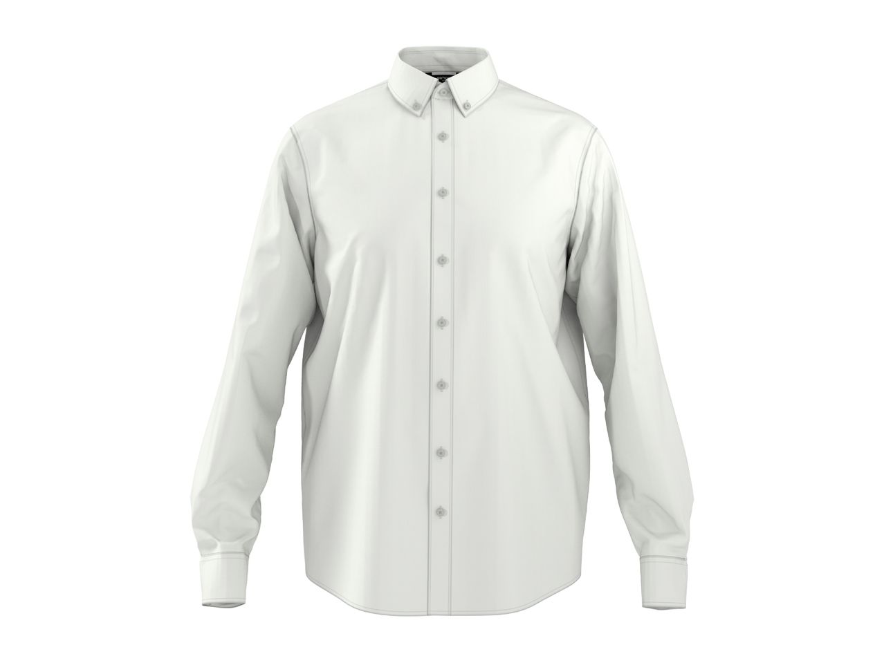 White long-sleeved button-down shirt with a button-down collar.