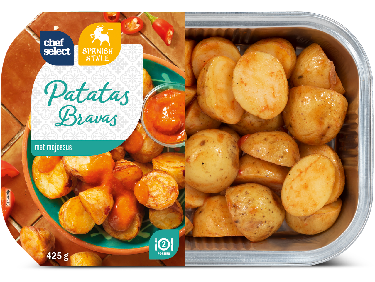 Chef Select Patatas Bravas met mojosuas, Spaanse stijl, 425g, 2 porties.