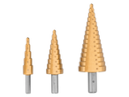 PARKSIDE® Drill Bit Assortment with three step drill bits of varying sizes.