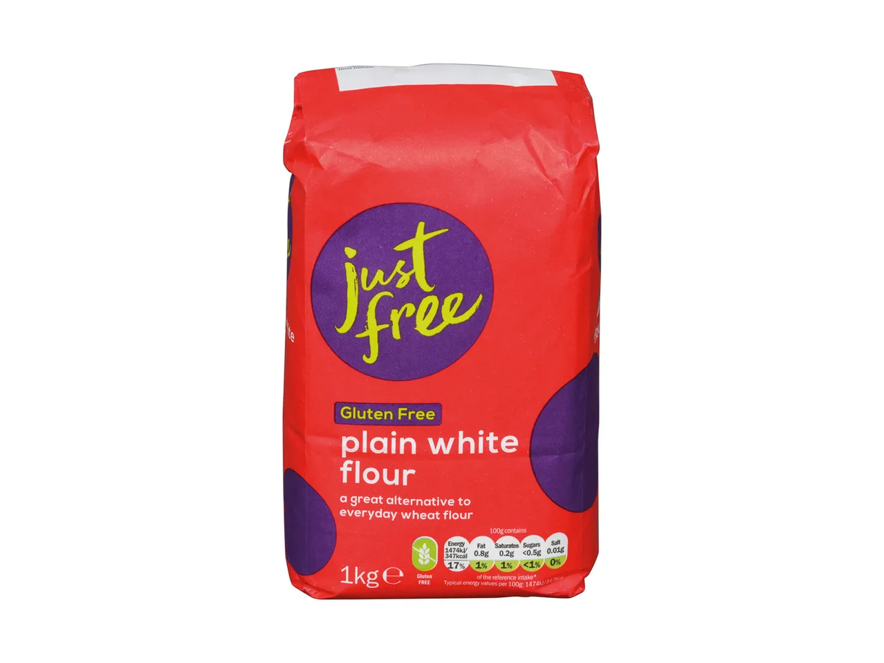 Go to full screen view: Just Free Self-Raising Flour or Plain White Flour - Image 1