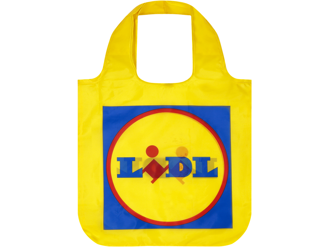 Gele LIDL boodschappentas met het bedrijfslogo in het midden.