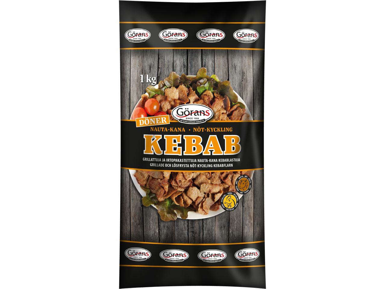 Görans 1 kg kebabpåse med nötkött och kyckling.