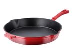 Silvercrest 30cm Cast Iron Pan - Red