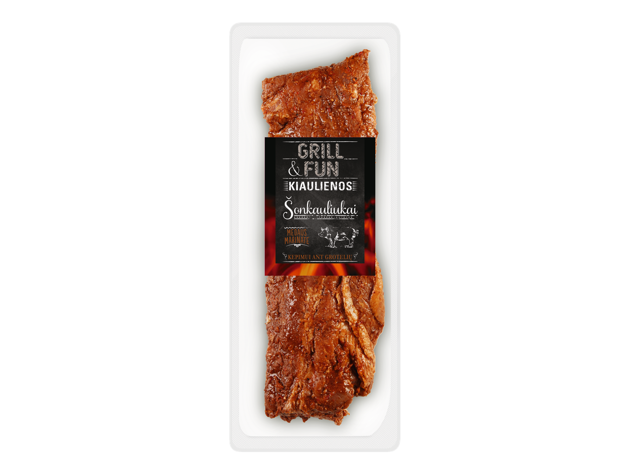 Marinuoti kiaulienos šonkauliukai kepsniui, Grill & Fun.