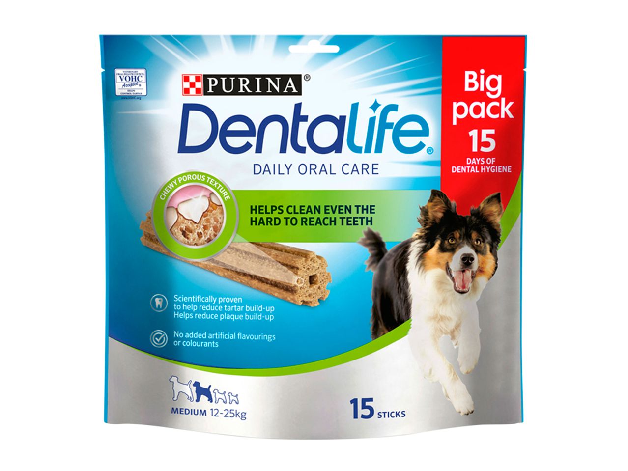 Purina Dentalife Daily Oral Care chews for medium-sized dogs (12-25kg).