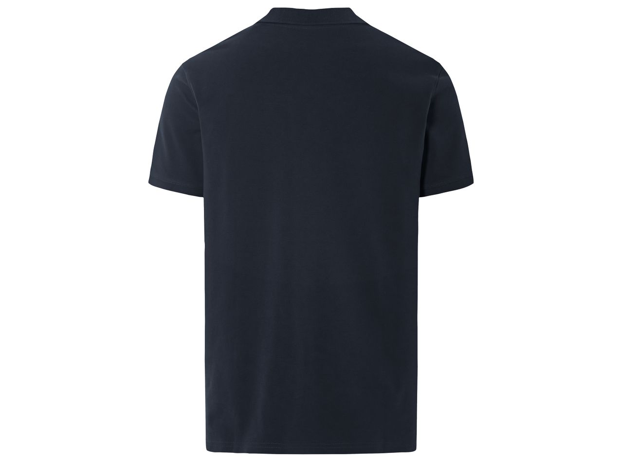 Мъжка тениска с яка Livergy® цвят navy, показана как изглежда отзад.