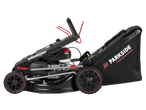 PARKSIDE PERFORMANCE® Petrol Lawnmower, side view, black and red design.