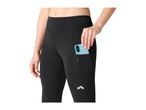 Woman in black leggings with a phone in the side pocket.