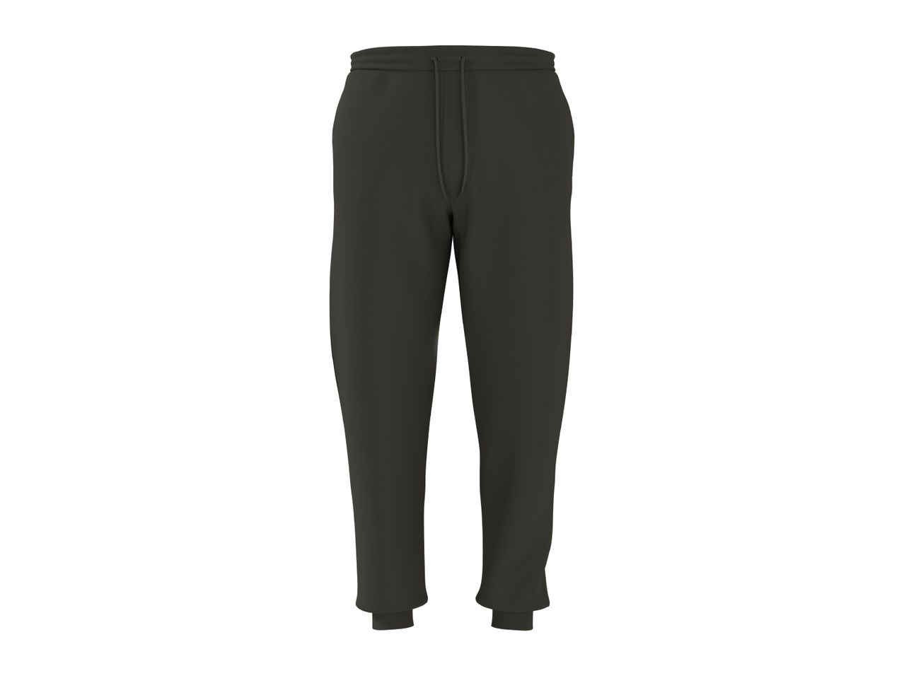 Dark grey men's sweatpants with drawstring waist and cuffed ankles