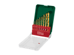 Conjunto de brocas multifuncionais PARKSIDE® HSS em estojo verde e vermelho.