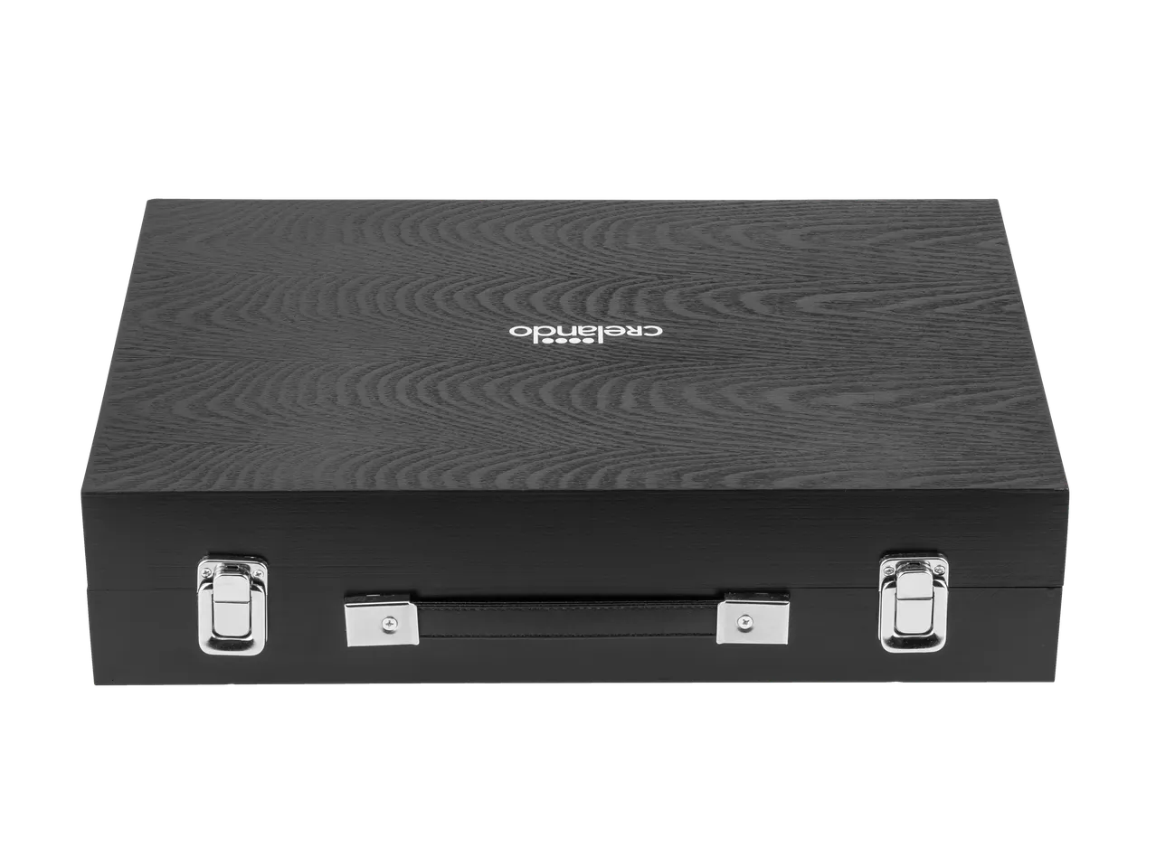 Juodas CRELANDO® lagaminėlis medžio imitacijos, su metaliniais užraktais ir rankena