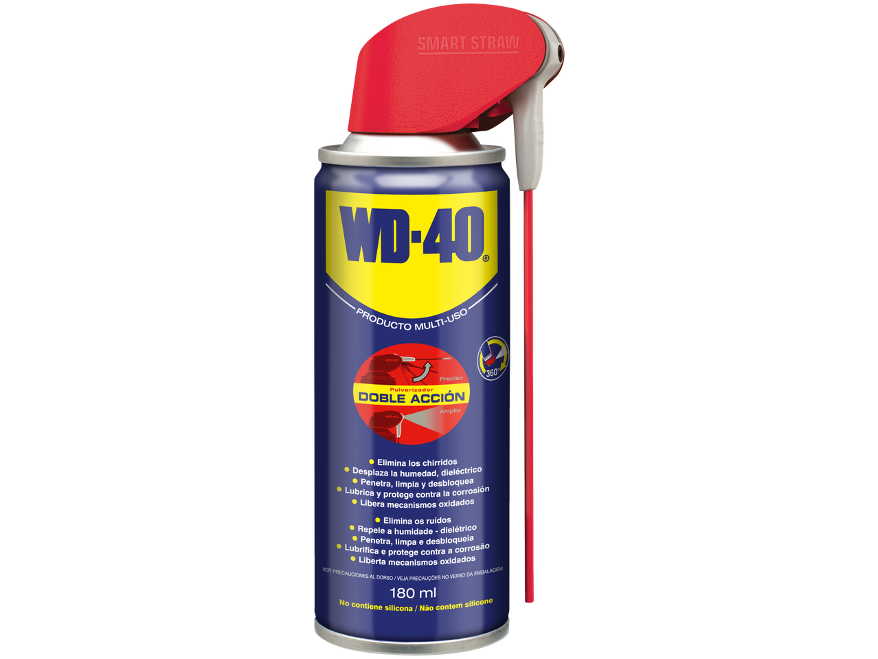 WD-40 produto multiuso com Smart Straw e função de pulverização 360°, 180 ml