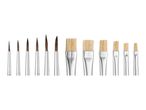 Set of paint brushes: thin and flat bristles.