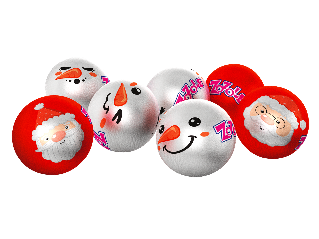 Zozole šokolādes konfektes ar Ziemassvētku tēmu: sniegavīri un Ziemassvētku vecītis.