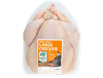 Bord Bia Quality Assurance 1900g fresh Class A large Irish chicken in a plastic tray.