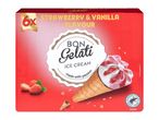 6 Bon Gelati strawberry & vanilla flavour ice creams.